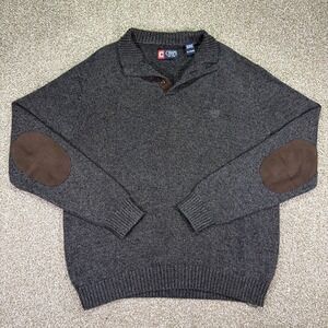 Chaps Ralph Lauren Dark Gray Pullover Sweater Elbow Padded XL Cottin Classic